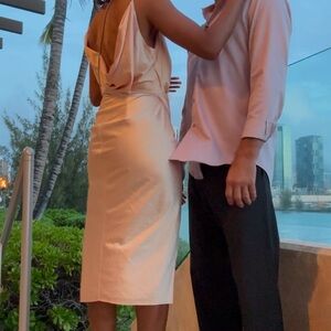 House of CB Peach Champagne Backless Dress